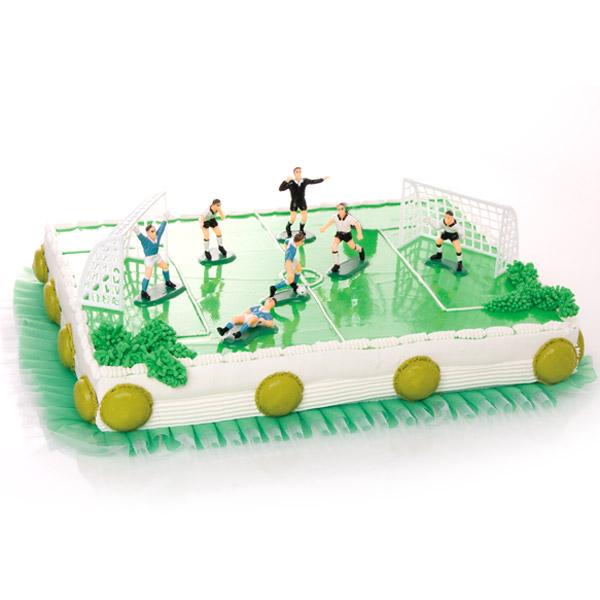 Fußball-Tortendeko-Set aus Kunststoff, 9-teilig mit Spielern & Toren