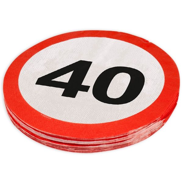 40th Birthday Traffic Sign Napkins - 20 pieces