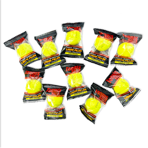 Kaugummi Tennisball 10er Pack, 3cm Durchmesser, Zitronen-Limettengeschmack, 160g