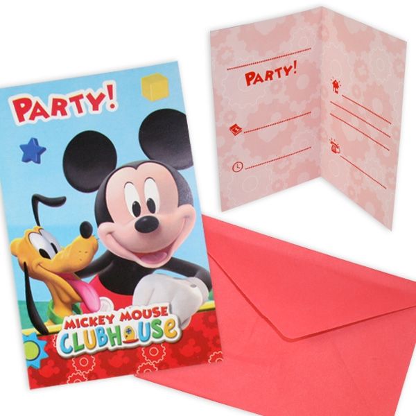 Mickey Maus Einladungskarten, 6er Pack, inkl. Umschläge
