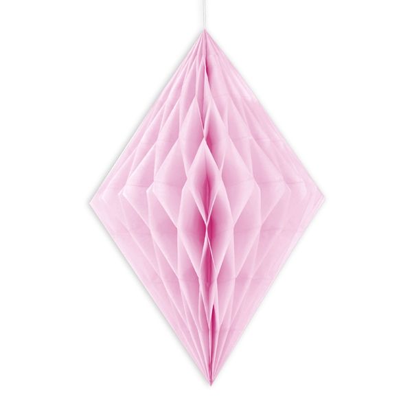 Wabendiamant rosa, Wabendeko aus Pappe mit Klebepads, 35,5cm, 1 Stück