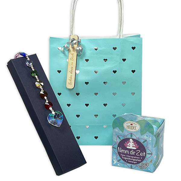 Geschenkset "Nimm dir Zeit" mit Nascherei, Suncatcher und Holzanhänger
