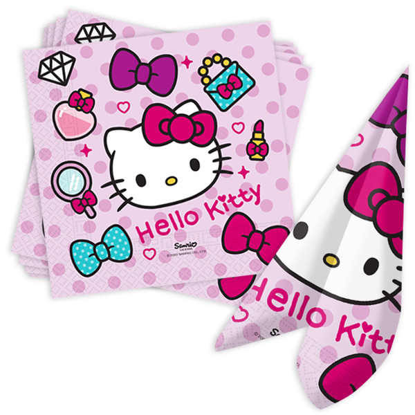 Hello Kitty Tischdeko Set bis 8 Kinder, 56-teilig