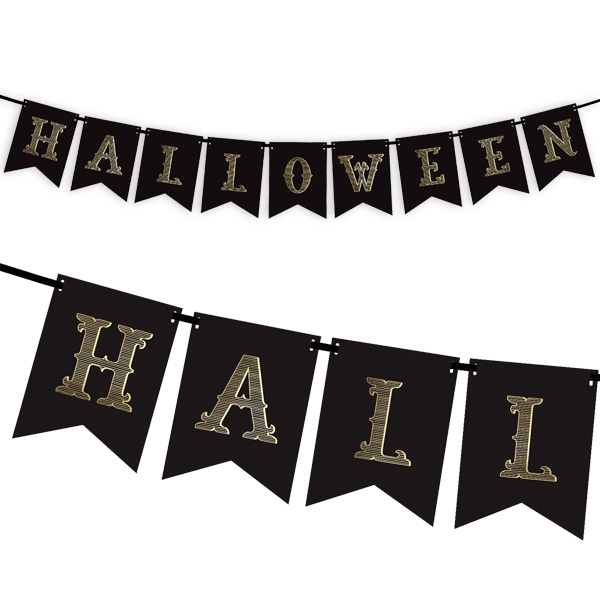 Halloween Wimpelkette, Pappe, 1,75m