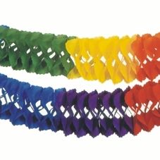 Papiergirlande Regenbogen 6m x 16cm, bunte 3D-Girlande als Deko