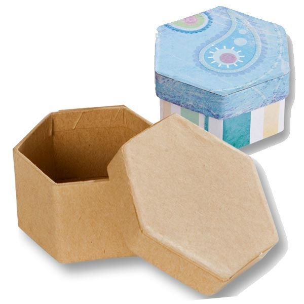 1 Pappboxen Mini SECHSECK, 7,5x6,5x4 cm, kreative Bastelideen, Zubehör zum Basteln