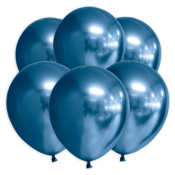 Blaue Luftballons mit Spiegeleffekt, 10 Stk., 30cm