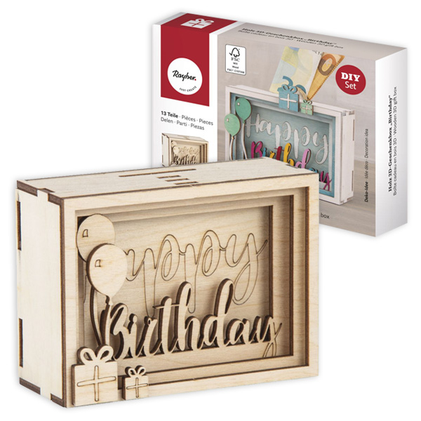 3D Geschenkbox, Happy Birthday, 11,5cm x 8,5cm