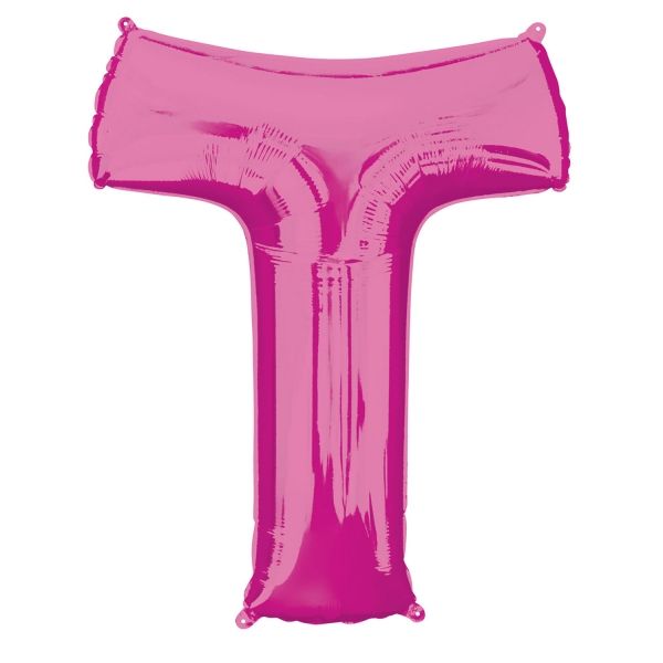 Folienballon Buchstabe "T" in Pink für Namen von Mädchen, 81 × 66 cm