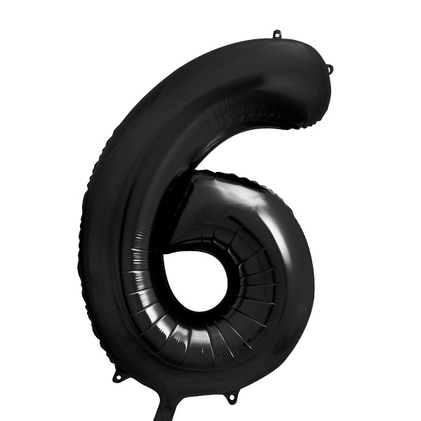 XXL Zahlenballon, Ziffer 6 in schwarz, 86cm hoch