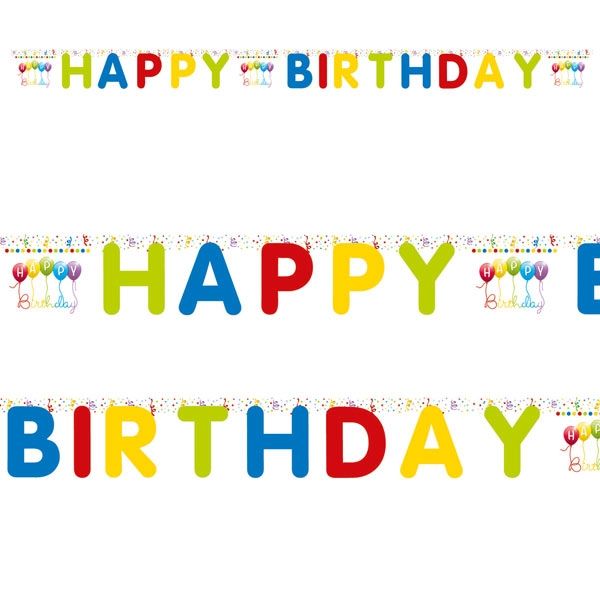 Buchstabenkette, Happy Birthday Luftschlangen, 2m