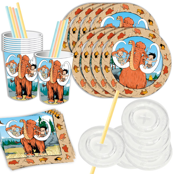 Mammut Basic-Set Tischdekoset, Steinzeit Party, 54-tlg. für 8 Kinder