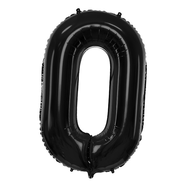 XXL Zahlenballon, Ziffer 0 in schwarz, 86cm hoch