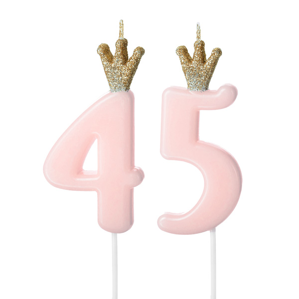 Zahlenkerzen-Set zum 45. Geburtstag in rosa