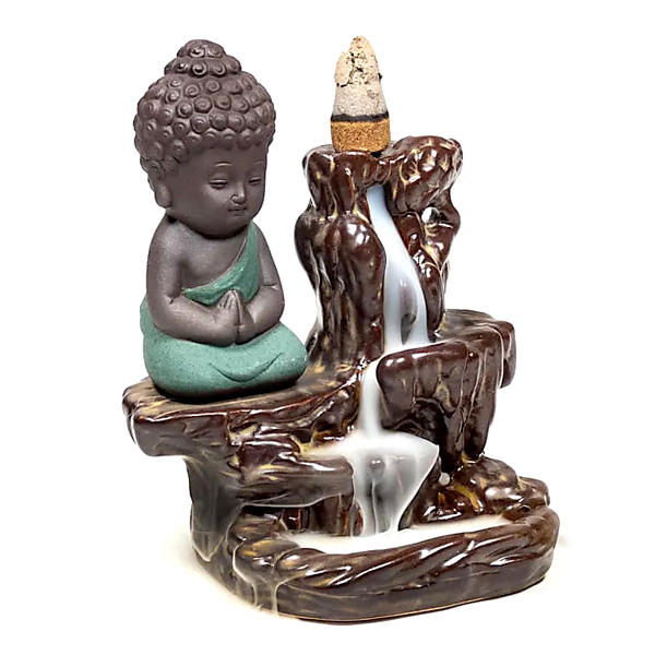 Weihrauchbrenner "Buddha" aus Keramik, mit Wasserfalleffekt