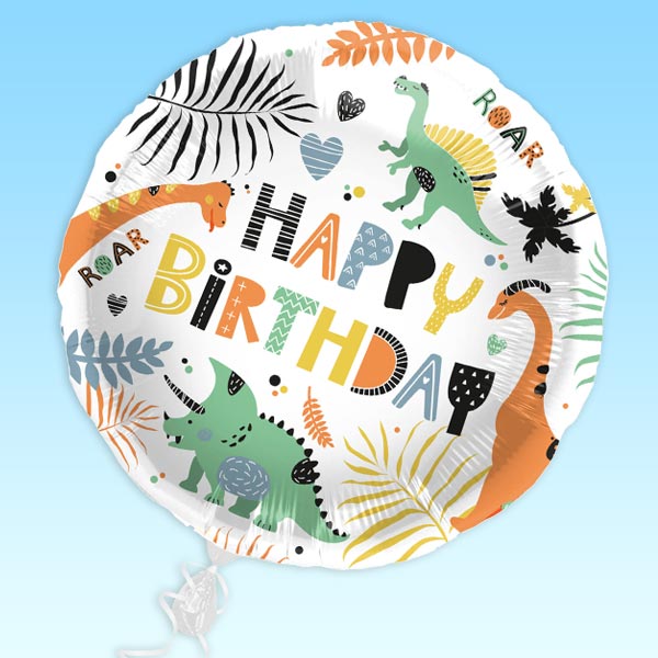 Dinosaurier Heliumballon "Happy Birthday" an Dinofans schicken