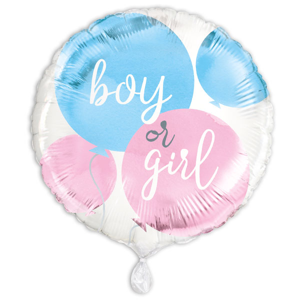 Gender Reveal Ballon "Boy or Girl", heliumgeeignet, Ø 35cm