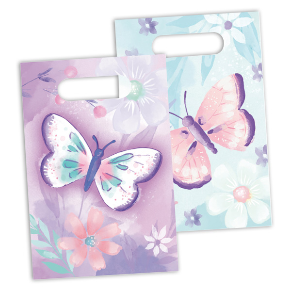 8 Schmetterling Mitgebseltüten aus Papier, 23,5cm x 15,5cm