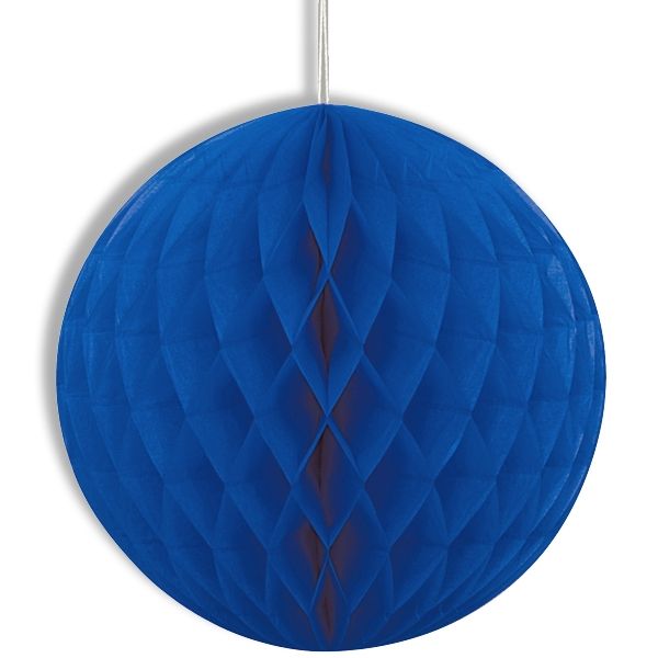 Wabenball blau, 20cm, mit Schnur, hübsche Wabendeko aus Papier