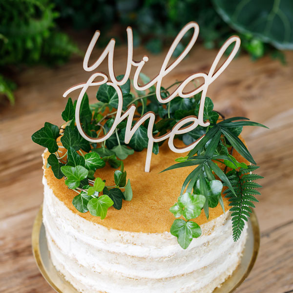 Cake Topper "Wild One" aus Holz, 22cm x 14cm