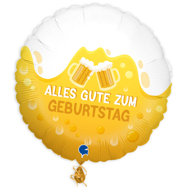 Folienballon Alles Gute zum Geburtstag mit Bier-Motiv, Ø 35cm