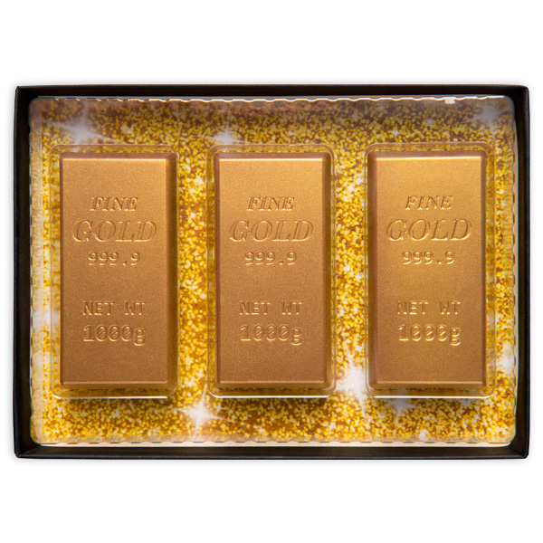 Schoko-Geschenkset "Goldbarren", 3-teilig, 75g