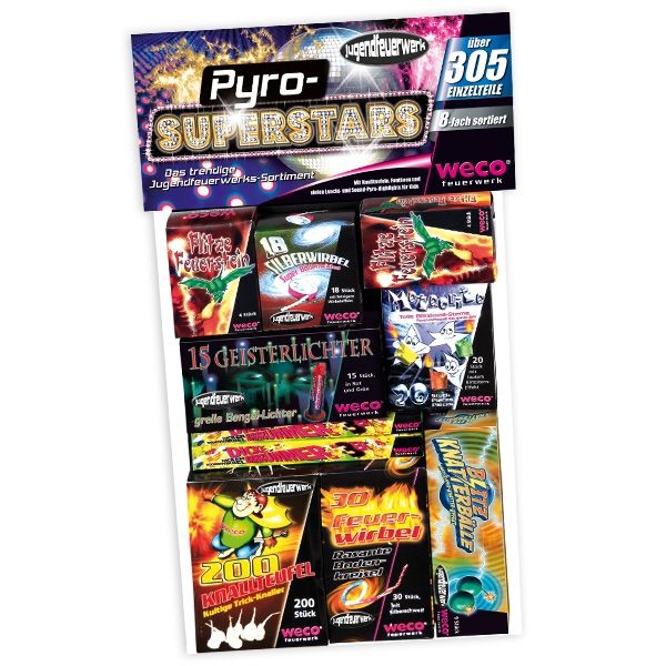 "Pyro Superstars" Feuerwerkssortiment, 8-fach sortiert