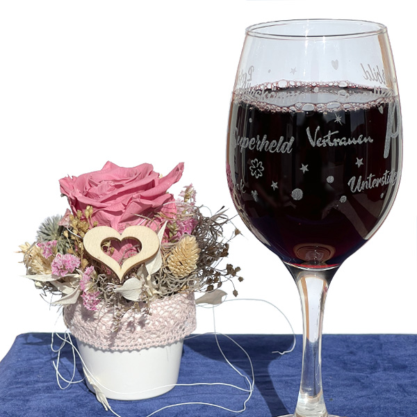Personalisiertes graviertes Weinglas - Papa mit positiven lieben Worten