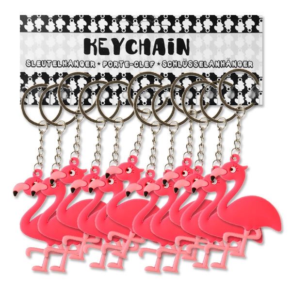 Großpack Flamingo Schlüsselanhänger, 12 Stk, 6,5cm