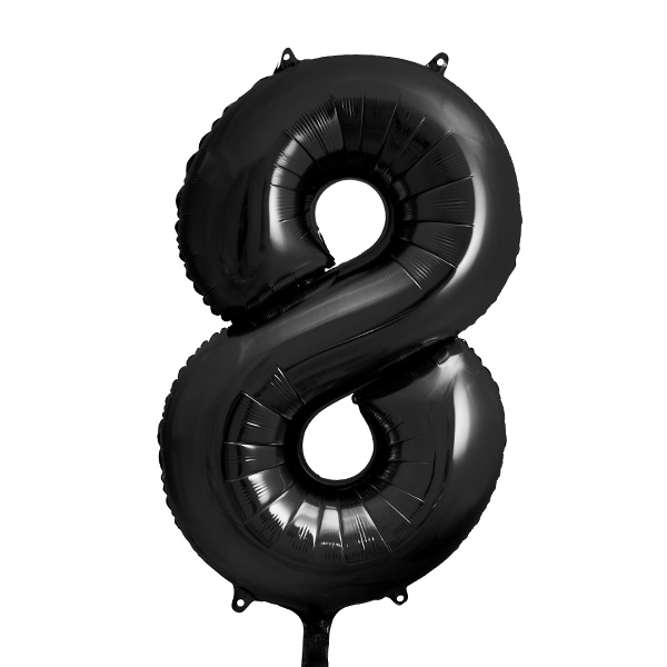 XXL Zahlenballon, Ziffer 8 in schwarz, 86cm hoch