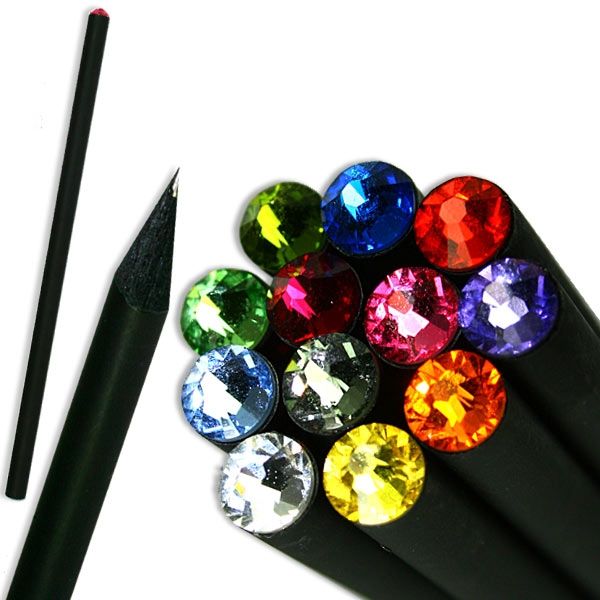 Bleistift schwarz mit Glitzerstein, 17,7cm, 1 Stift, tolles Geschenk