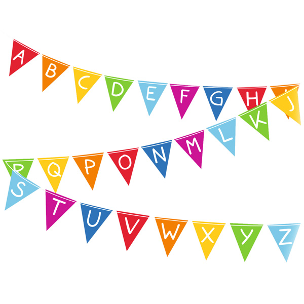 Wimpelkette "A-Z" zur Einschulung, Papier, 4m lang