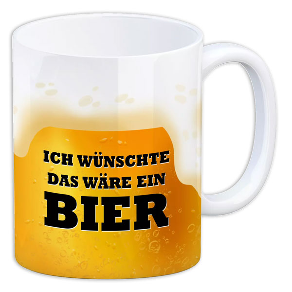 Kaffeebecher "Ich wünschte das wäre ein Bier" aus Keramik, 330ml