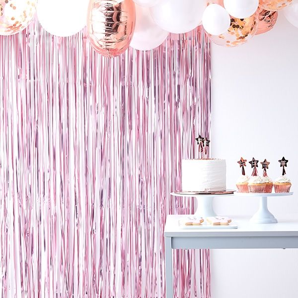 Pinker Metallic-Vorhang, Babyparty & mehr, Foto-Hintergrund, 1mx2,5m