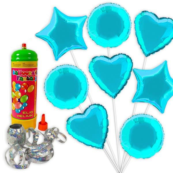 Helium Ballongas Set Blau, 10tlg