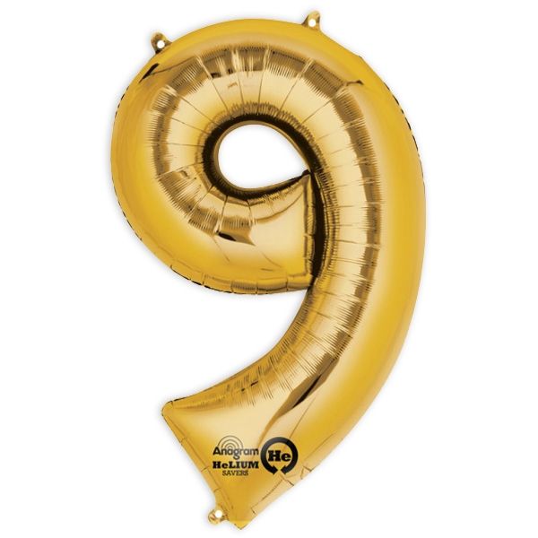 Folienballon Zahl "9" - Gold