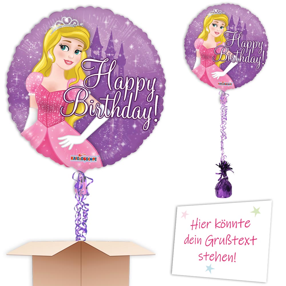 Geburtstagsballon Prinzessin mit "Happy Birthday" verschicken