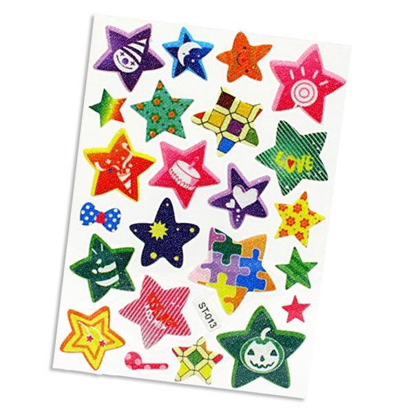 Sticker mit Sternenmuster, 23 Stück, lustig designte Sterne, tolle Idee