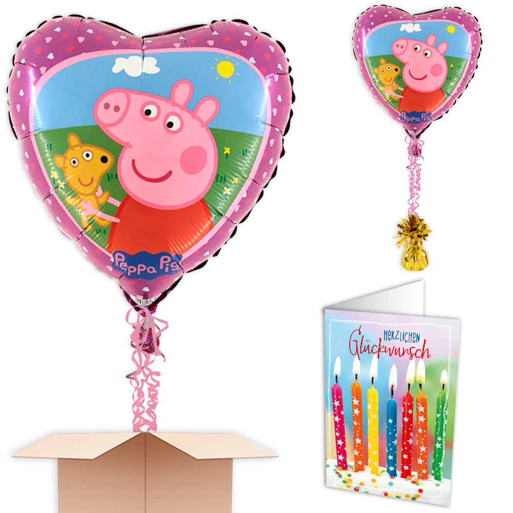 Ballongruß, Peppa Pig, Geburtstagsüberraschung im Karton