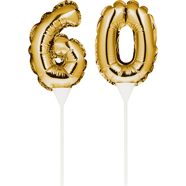 Kuchenpicker Folienballon Gold Zahl 60