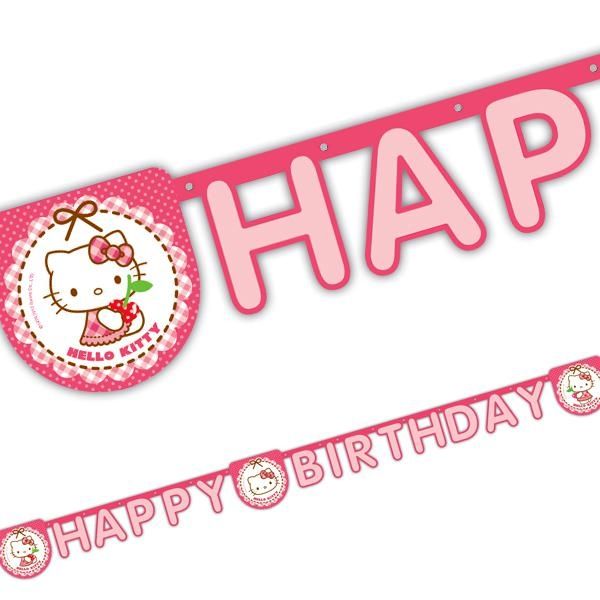 Happy Birthday Banner Hello Kitty Hearts, in Pink, superniedlich, 2m