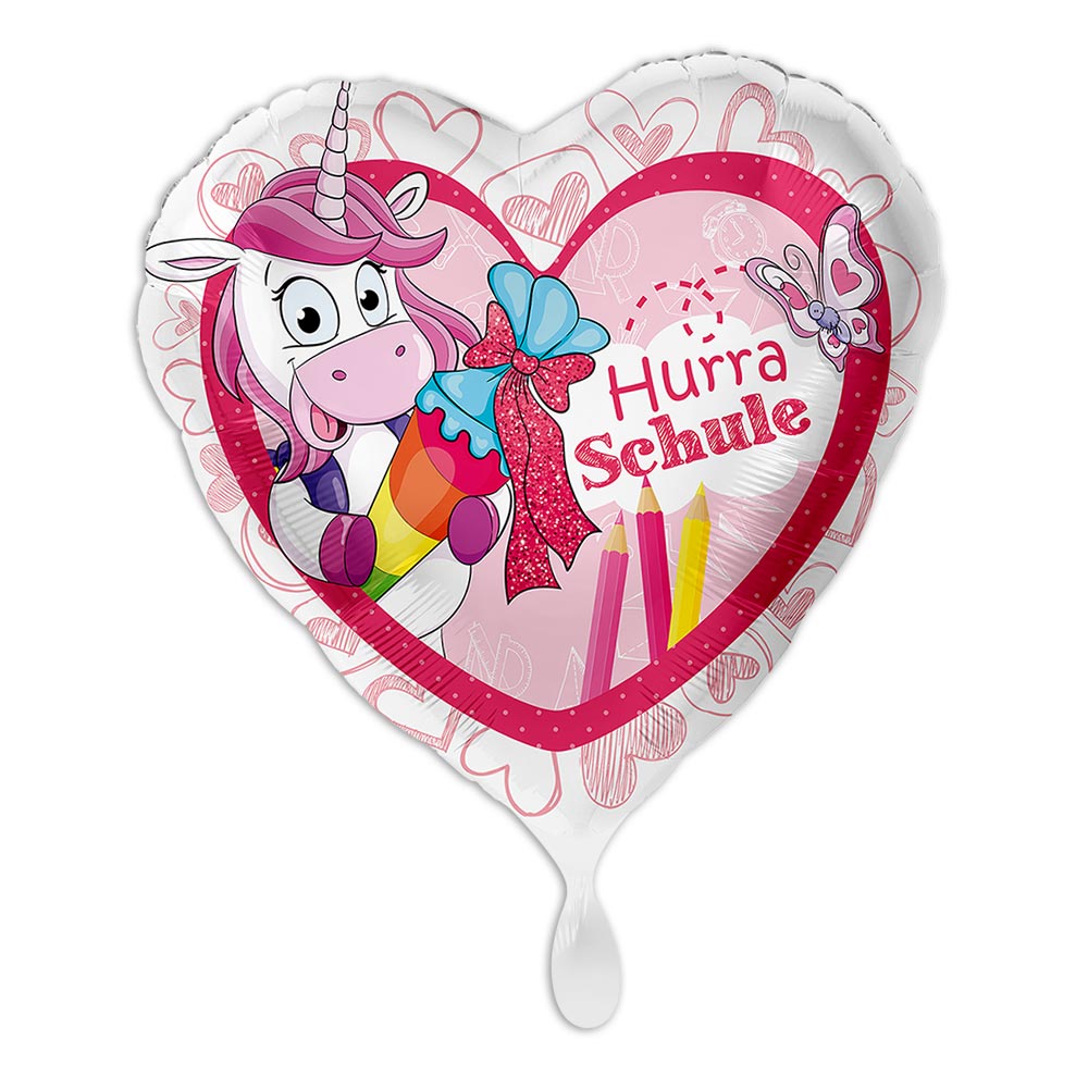 "Hurra Schule", Motiv Einhorn, Herzförmiger Heliumballon