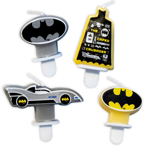 Batman Tortenkerzen im 4er Pack, 3cm - 5,5cm