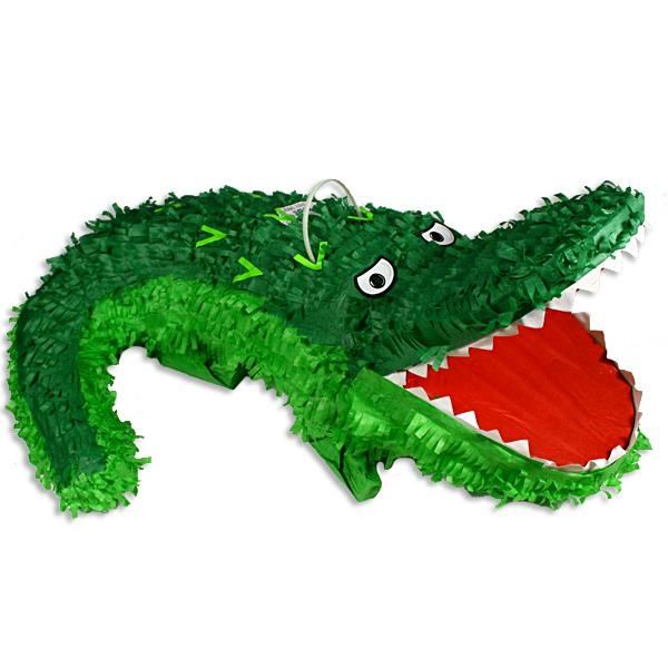 Pinata zum Schlagen Grüner Alligator, offenes Maul, 23x53x23cm