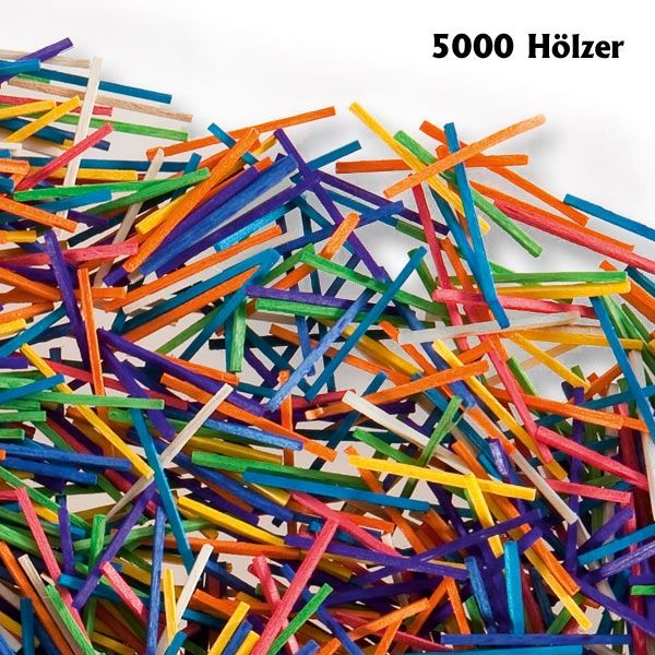 Bastelhölzer, Zündholzformat 5.000 Stäbchen, farbig sortiert, 42×2mm