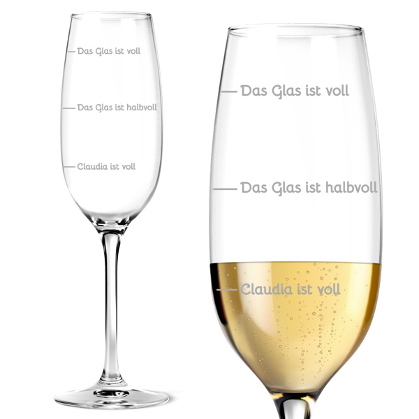 Graviertes Sektglas, Voll, personalisiert, als Geschenk mit Füllstandsanzeige in 3 Ebenen Glas-Art: Standard-Glas