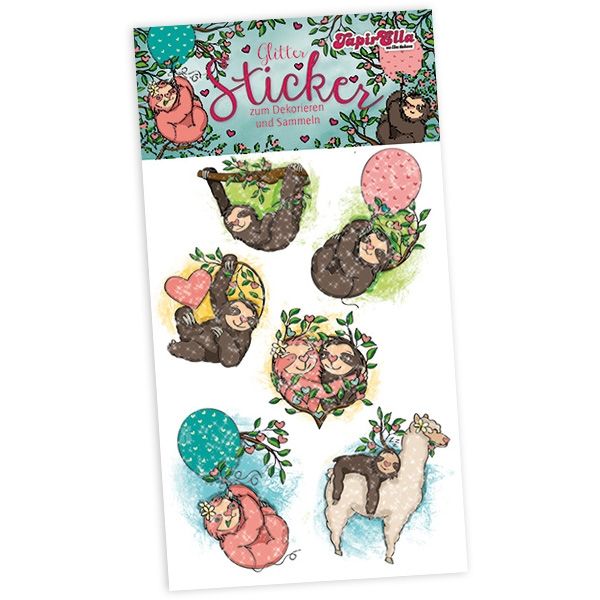 Faultier-Glitzersticker zum Sammeln oder Dekorieren, 1 Karte 10,5 × 5,6 cm