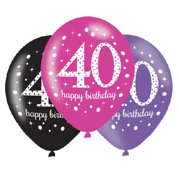 Luftballons zum 40. Geburtstag, 6 Stk, 27,5cm