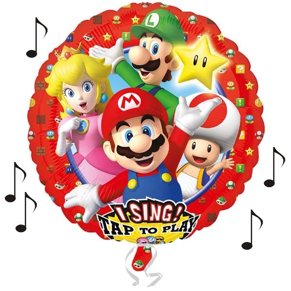 Singender Folieballon "Super Mario" Theme Song Ø 71cm