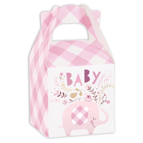 Mini-Geschenkboxen "Baby Elefant" in rosa, 8er Pack, 15cm x 7,5cm